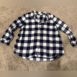 L.L. Bean Vintage Women’s  Blue and White Plaid Shirt flannel 3X